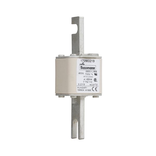 Fuse-link, high speed, 400 A, AC 690 V, compact DIN 1, 45 x 58 x 134 mm, aR, DIN, IEC, single indicator, 80 mm centres image 13