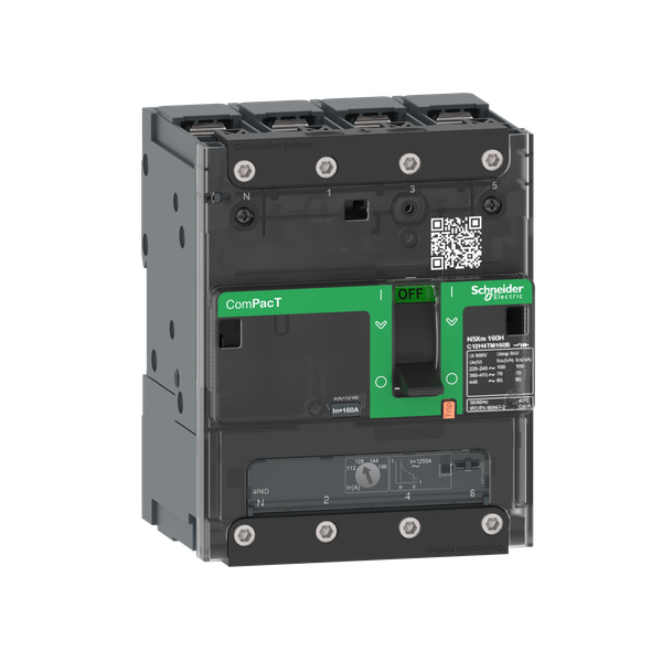 Circuit breaker, ComPacT NSXm 160B, 25kA/415VAC, 4 poles 4D (neutral fully protected), TMD trip unit 160A, lugs/busbars image 4