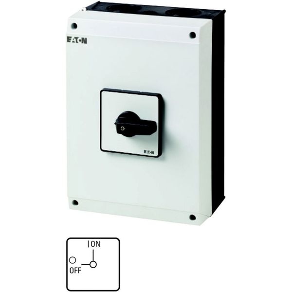 On-Off switch, T5, 100 A, surface mounting, 1 contact unit(s), 2 pole, with black thumb grip and front plate image 3