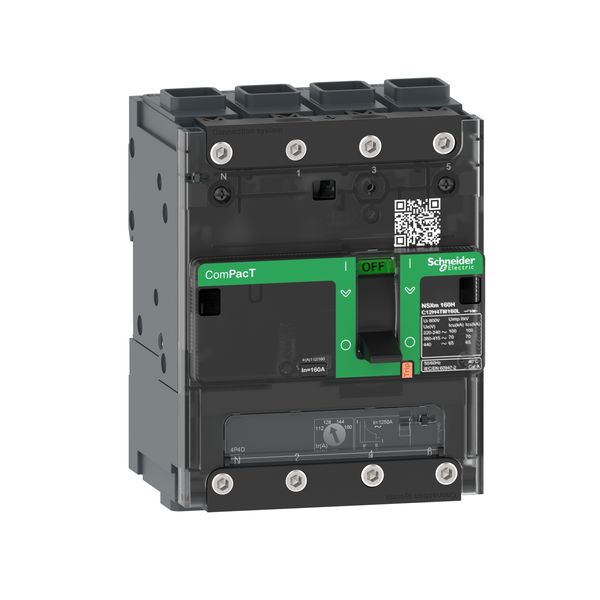 Circuit breaker, ComPacT NSXm 100B, 25kA/415VAC, 4 poles 3D (neutral not protected), TMD trip unit 80A, EverLink lugs image 3