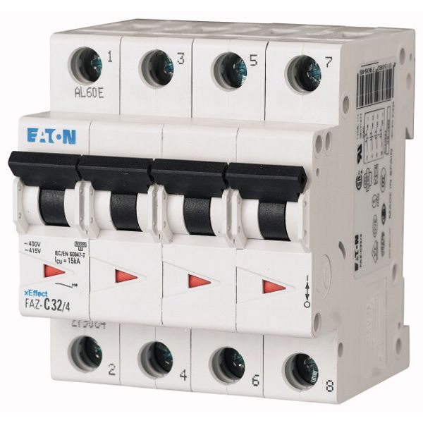 Miniature circuit breaker (MCB), 25 A, 4p, characteristic: D image 1