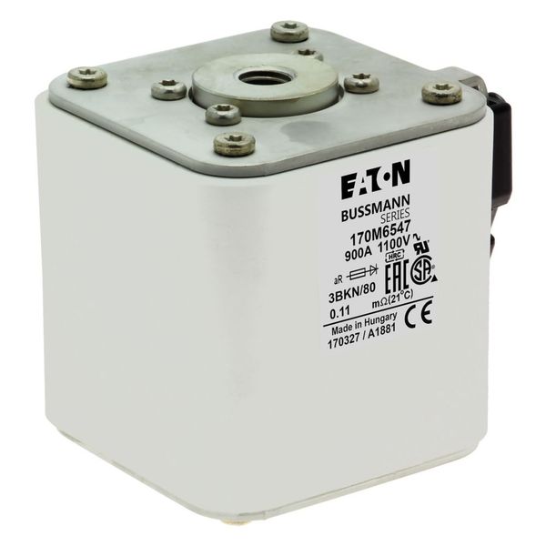 Fuse-link, high speed, 900 A, AC 1100 V, size 3, 76 x 92 x 83 mm, aR, IEC, UL, single indicator image 10