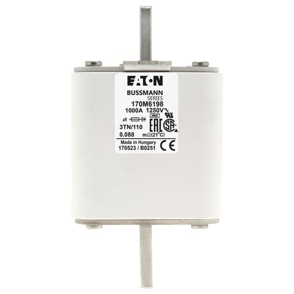 Fuse-link, high speed, 1000 A, AC 1250 V, size 3, 76 x 90 x 139 mm, aR, DIN, IEC, type T indicator image 2