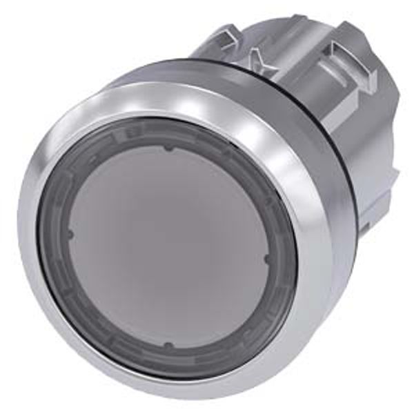 Illuminated pushbutton, 22 mm, round, metal, shiny, clear, pushbutton,  3SU1051-0AA70-0AA0-Z X90 image 1