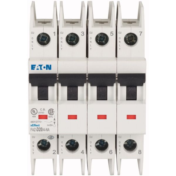 Miniature circuit breaker (MCB), 20 A, 4p, characteristic: D, NA image 2