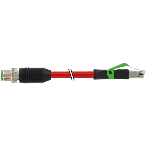 M12 male 0° D-cod./RJ45 male 0° PUR 1x4xAWG22 shielded rd+dragch 8m image 1