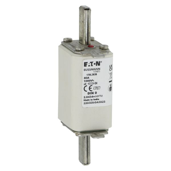 Fuse-link, high speed, 80 A, AC 1000 V, DIN 0, 35 x 60 x 125 mm, aR, DIN, IEC, single indicator image 21