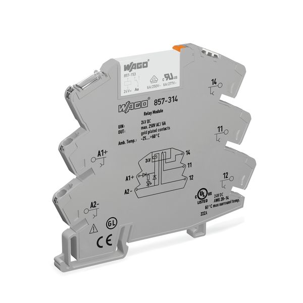 857-314 Relay module; Nominal input voltage: 24 VDC; 1 changeover contact image 1