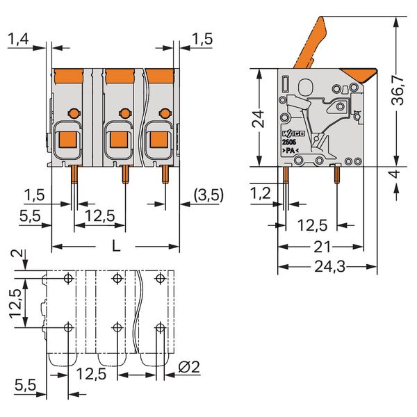 2606-1361 PCB terminal block; lever; 6 mm² image 5