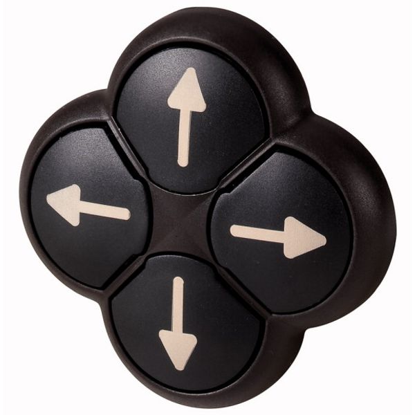 Position pushbutton, RMQ-Titan, Actuators non-flush, momentary, 4-fold, opposing pushbuttons mechanically interlocked, Bezel: black, arrow up image 1