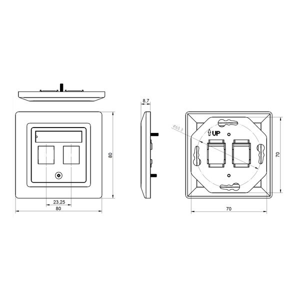 Outlet empty 2 module (SFA)(SFB), 80x80mm, straight, RAL9010 image 6