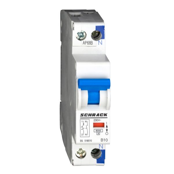 Miniature Circuit Breaker B10/1+N, 1MW, 6kA image 1