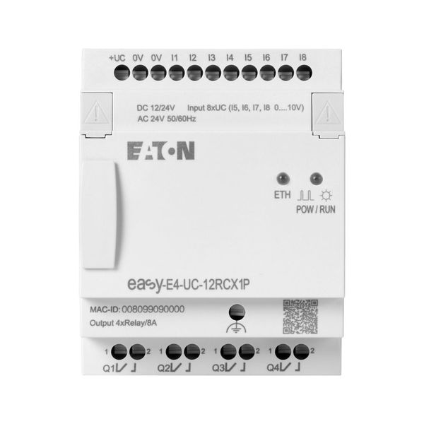 Control relays, easyE4 (expandable, Ethernet), 12/24 V DC, 24 V AC, Inputs Digital: 8, of which can be used as analog: 4, push-in terminal image 5