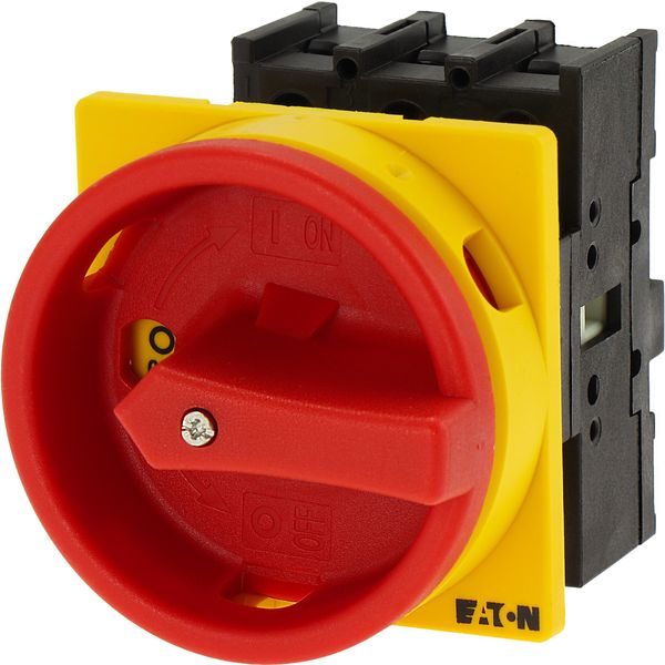 Main switch, P1, 32 A, flush mounting, 3 pole, Emergency switching off function, With red rotary handle and yellow locking ring image 12