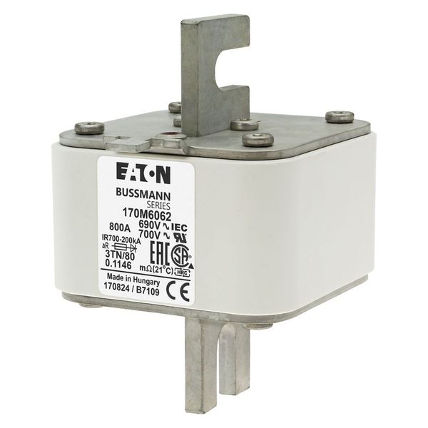 Fuse-link, high speed, 800 A, AC 690 V, DIN 3, 76 x 90 x 109 mm, aR, DIN, IEC, single indicator image 6