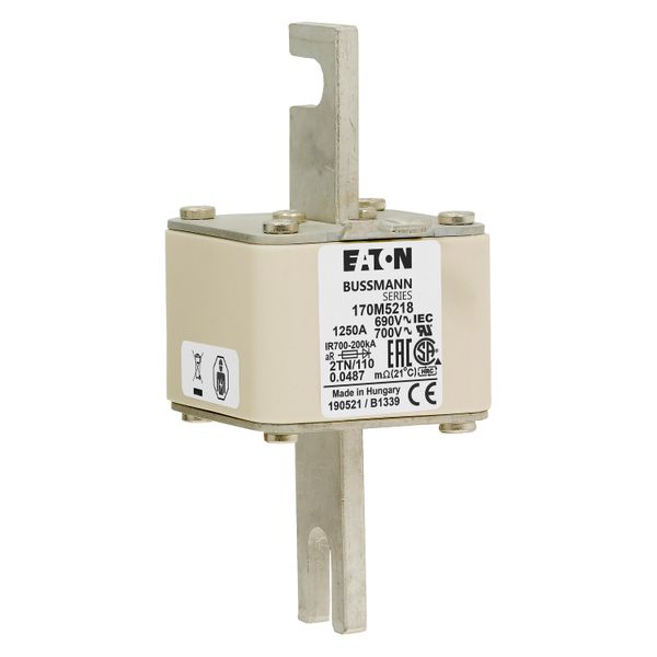 Fuse-link, high speed, 630 A, AC 1250 V, size 2, 61 x 77 x 203 mm, aR, DIN, IEC, single indicator image 14