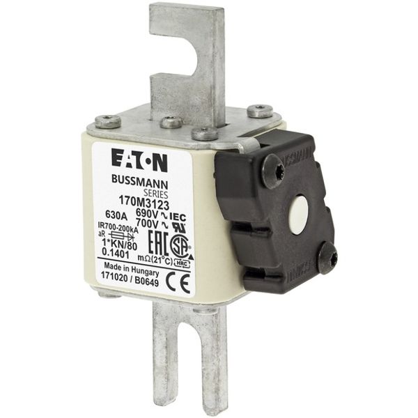 Fuse-link, high speed, 315 A, AC 1250 V, compact size 1, 45 x 45 x 138 mm, aR, DIN, IEC, single indicator image 1