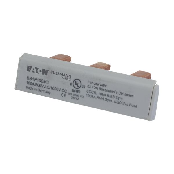 BUSBAR, low voltage, 100 A, AC 600 V, DC 1000 V, 15 x 16 x 52 mm, 3P, UL image 5