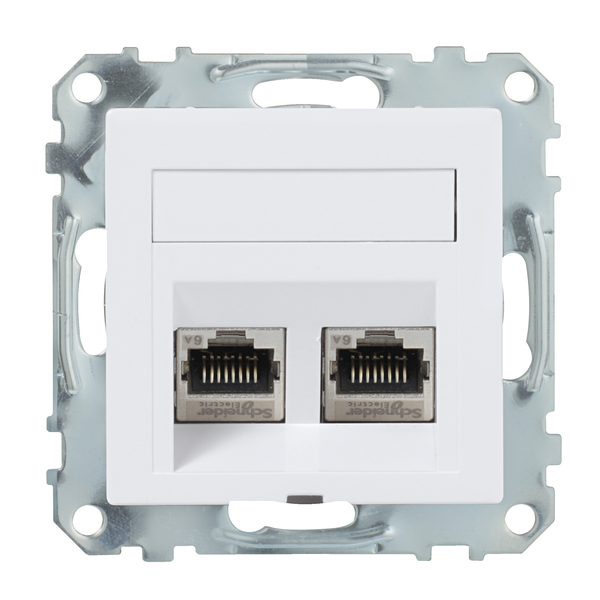 Exxact data socket - RJ45 Cat6a STP - with fixing frame & centre plate - angled image 4