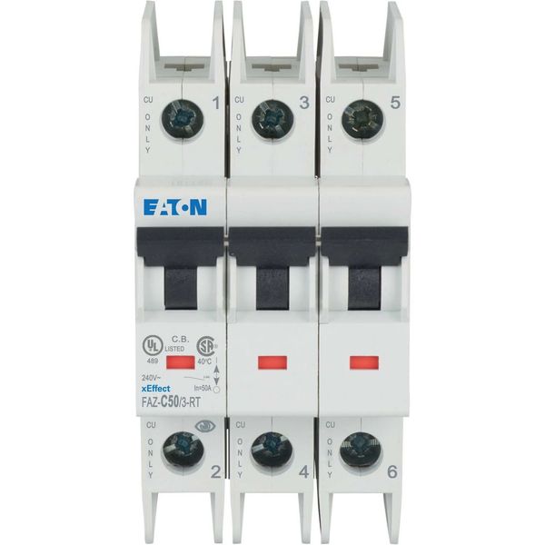 Miniature circuit breaker (MCB), 50 A, 3p, characteristic: C, ring tongue image 7