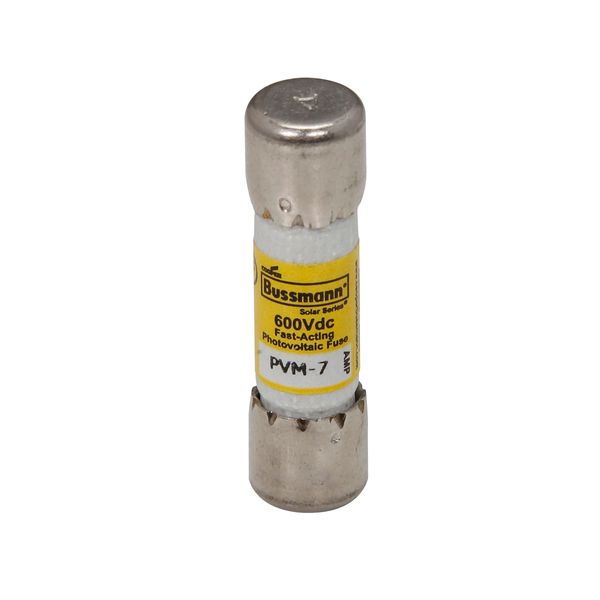 Midget Fuse, Photovoltaic, 600 Vdc, 50 kAIC interrupt rating, Fast acting class, Fuse Holder and Block mounting, Ferrule end X ferrule end connection, 7A current rating, 50 kA DC breaking capacity, .41 in diameter image 4