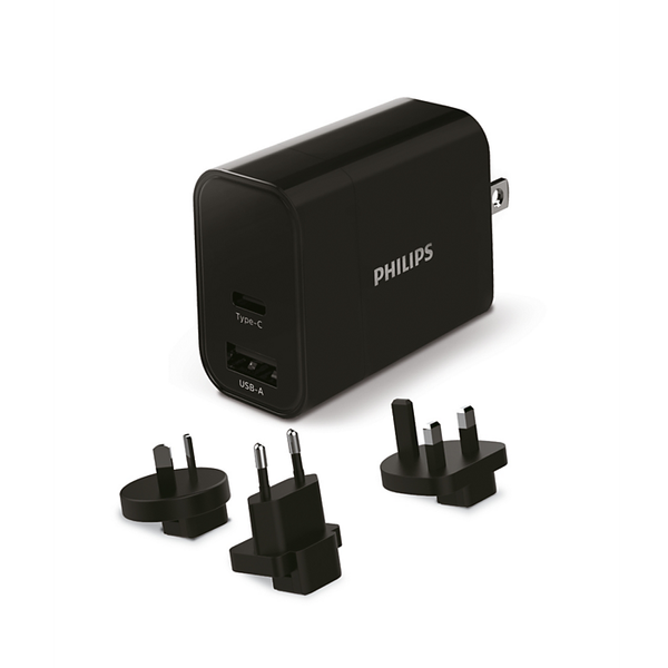 DLP2621T/03 PHILIPS Travel charger 30W EU, US, AU, UK plug 1xUSB-A 1xUSB-C image 1