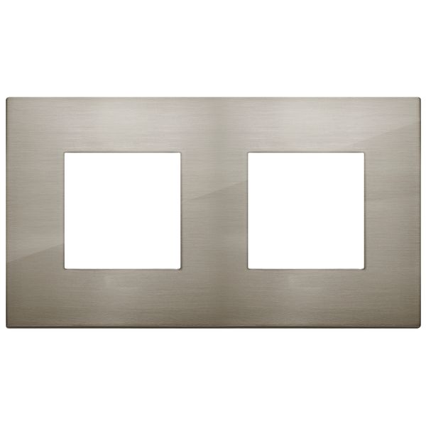 Plate 4M(2+2x71) metal brushed inox image 1