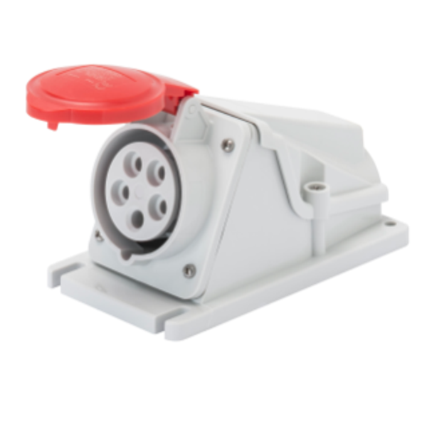 90° ANGLED SURFACE-MOUNTING SOCKET-OUTLET - IP44 - 2P+E 16A 380-415V 50/60HZ - RED - 9H - SCREW WIRING image 1