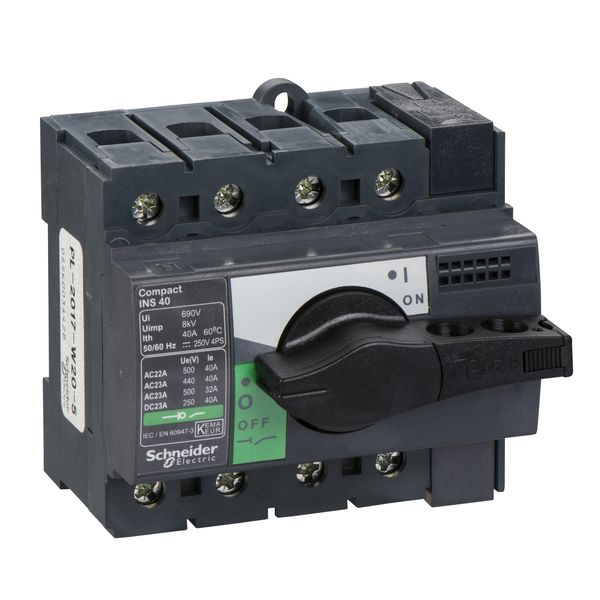 switch disconnector, Compact INS40 , 40 A, standard version with black rotary handle, 4 poles image 2