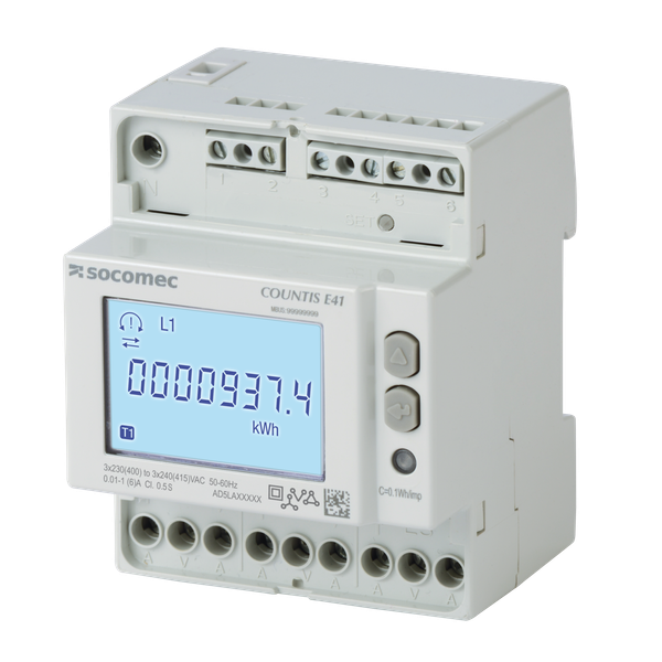 Active-energy meter COUNTIS E41 via CT dual tariff+pulse image 1