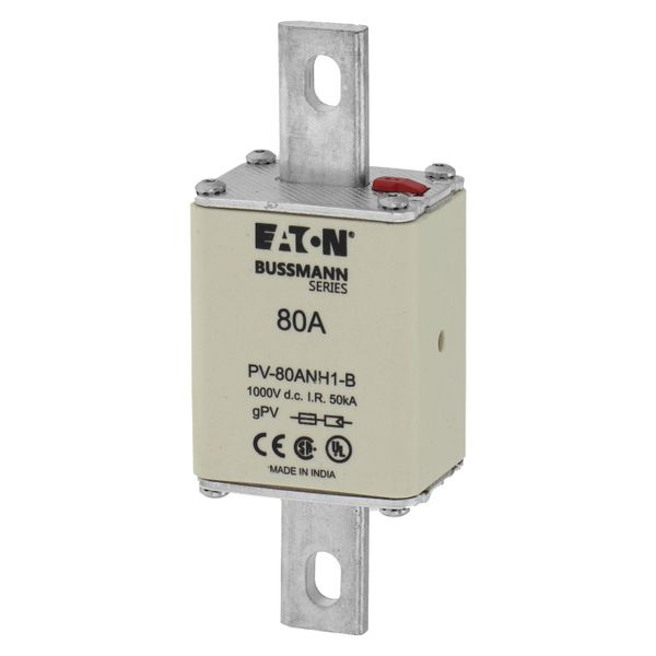 Fuse-link, high speed, 80 A, DC 1000 V, NH1, gPV, UL PV, UL, IEC, dual indicator, bolted tags image 14