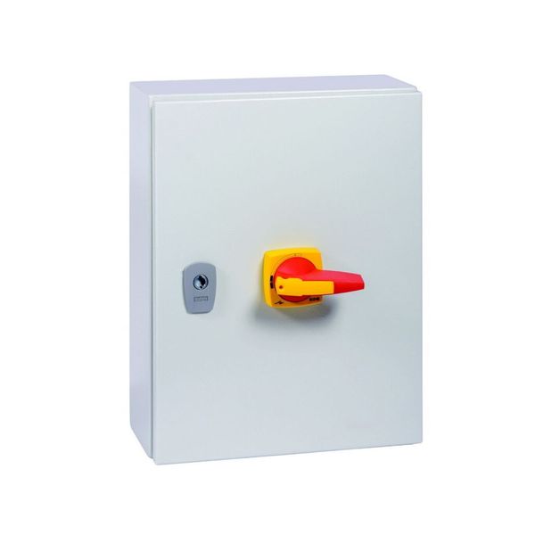 Switch-disconnector, DMM, 160 A, 3 pole, Emergency switching off function, With red rotary handle and yellow locking ring, in steel enclosure image 8