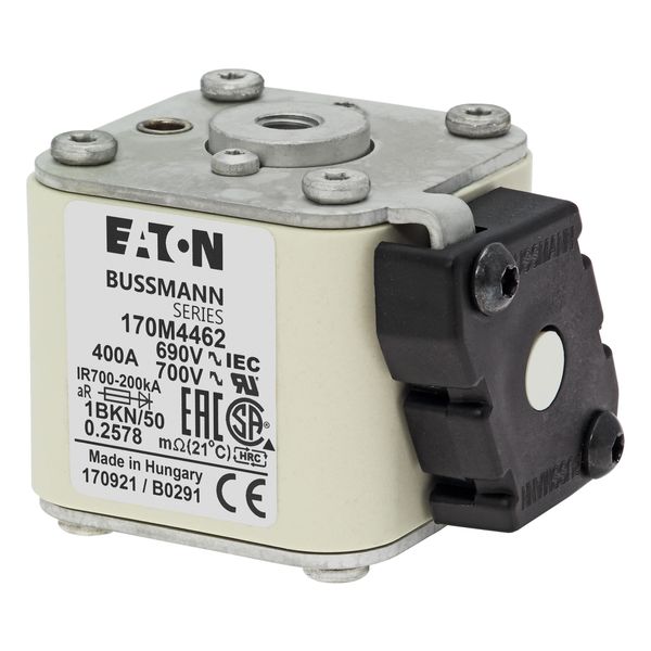 Fuse-link, high speed, 400 A, AC 690 V, size 1, 53 x 69 x 51 mm, aR, IEC, UL, type K indicator, flush end, M8 image 5