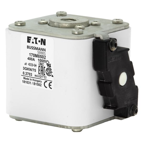 Fuse-link, high speed, 400 A, AC 1000 V, size 3, 74 x 92 x 91 mm, aR, IEC, UL, single indicator image 12