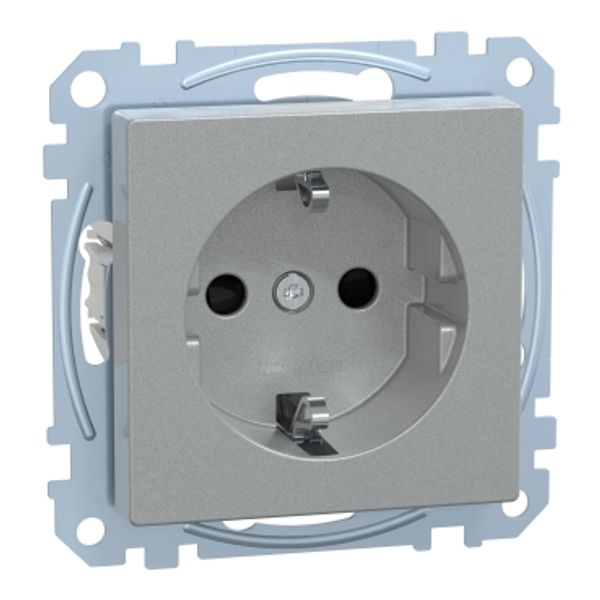 SCHUKO socket, increased contact protection, plug-in terminals, aluminum image 1