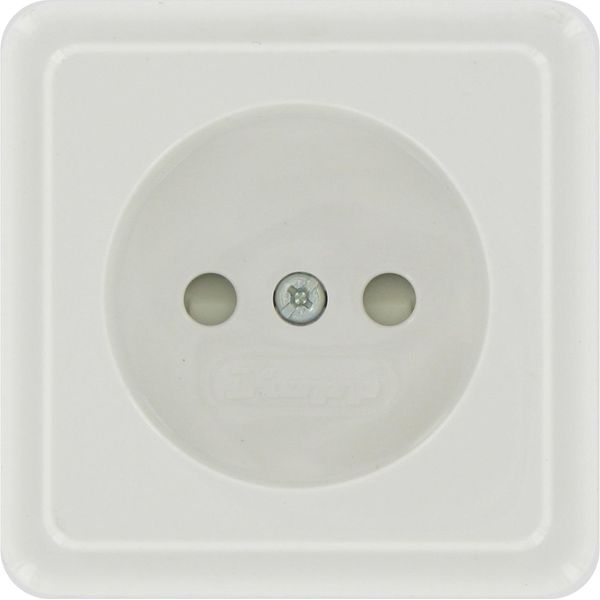 Surface mount socket outlet without earth, 1-fold,withshutter, arctic- white image 1