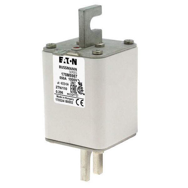 Fuse-link, high speed, 550 A, AC 1000 V, DIN 2, 59 x 75 x 138 mm, aR, DIN, IEC, single indicator image 3