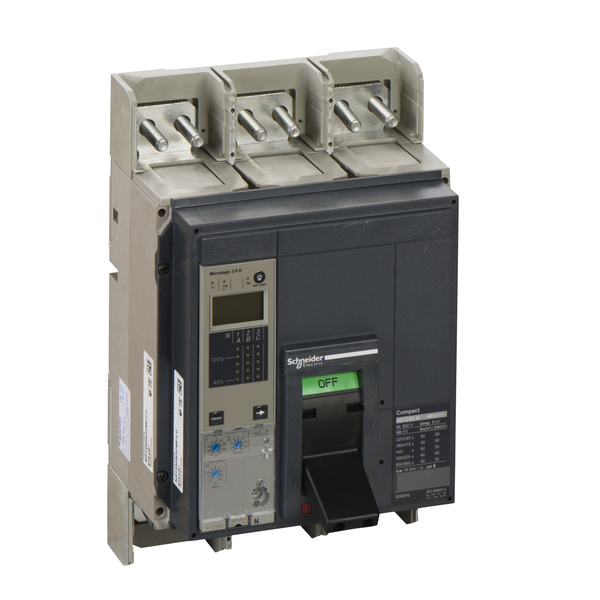 circuit breaker ComPact NS1250N, 50 kA at 415 VAC, Micrologic 2.0 A trip unit, 1250 A, fixed,3 poles 3d image 4