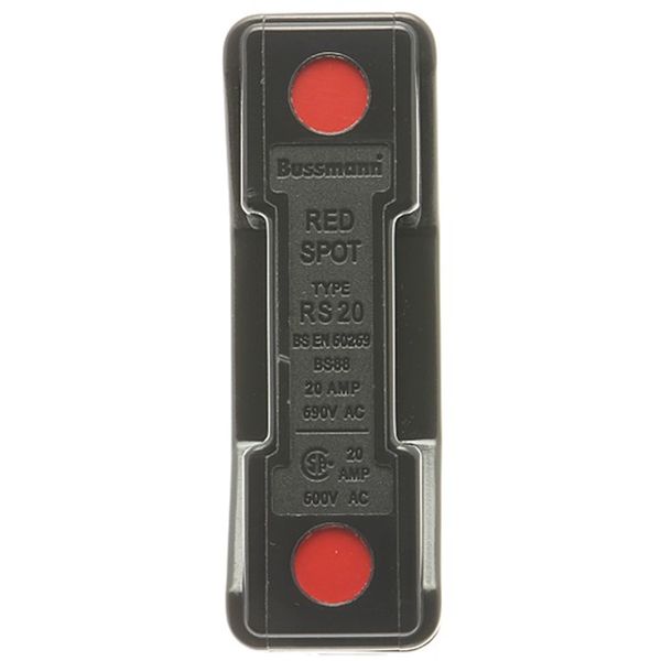 Fuse-holder, LV, 20 A, AC 690 V, BS88/A1, 1P, BS, front connected, back stud connected, black image 2