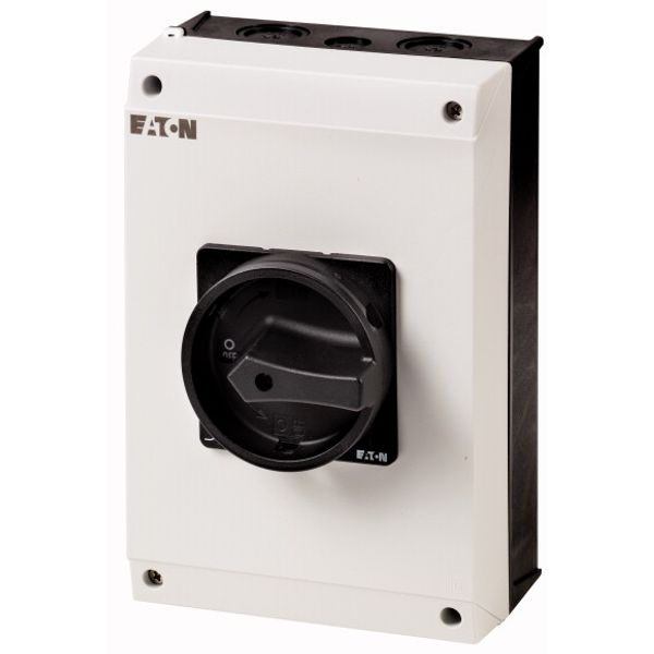 Main switch, T5, 100 A, surface mounting, 3 contact unit(s), 6 pole, STOP function, With black rotary handle and locking ring, Lockable in the 0 (Off) image 1