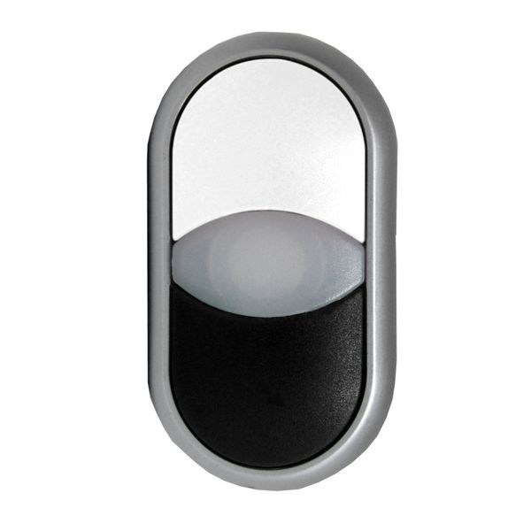 Double push-button, illuminated, black/white image 1