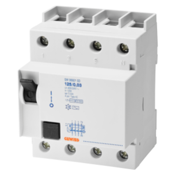 RESIDUAL CURRENT CIRCUIT BREAKER - IDP - 4P 125A TYPE AC INSTANTANEOUS Idn=0,3A - 4 MODULES image 1