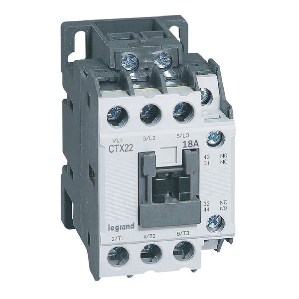 3-pole contactors CTX³ 22 - 18 A - 415 V~ - 1 NO + 1 NC - screw terminals image 1
