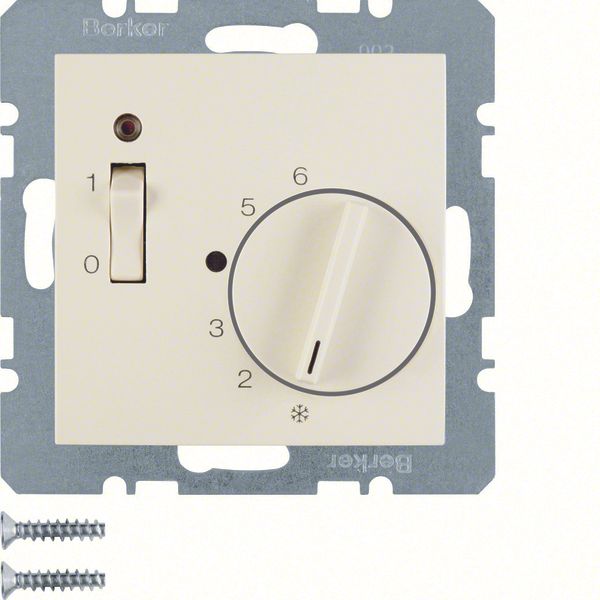 Thermostat, NC contact, centre plate, rocker switch, S.1, white glossy image 1