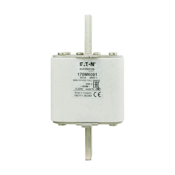 Fuse-link, high speed, 400 A, AC 690 V, DIN 3, 75 x 89 x 150 mm, gR, DIN, IEC, single indicator image 11