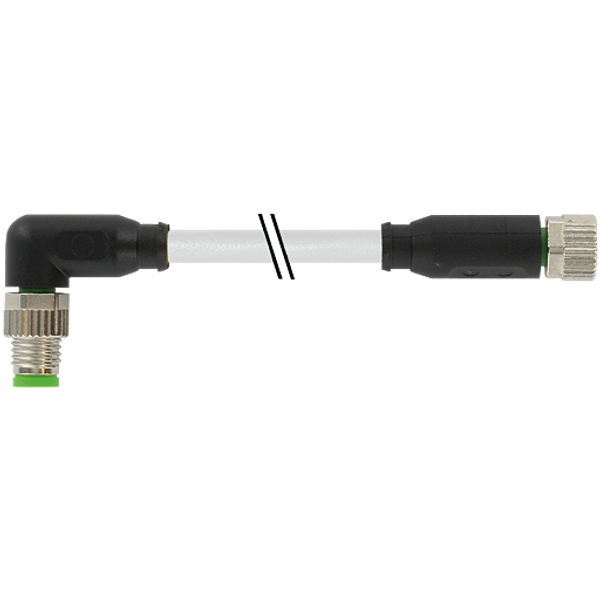 M8 male 90° / M8 female 0° A-cod. PUR 3x0.25 gy UL/CSA+drag ch. 5m image 1