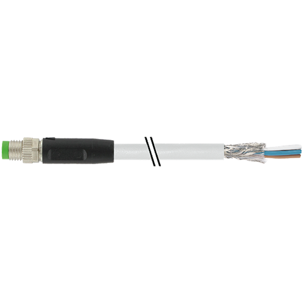 M8 male 0° A-cod. with cable PUR 3x0.34 shielded gy+drag-ch 15m image 1