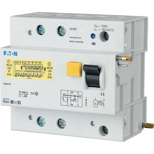Residual-current circuit breaker trip block for AZ, 80A, 2p, 300mA, type AC image 2
