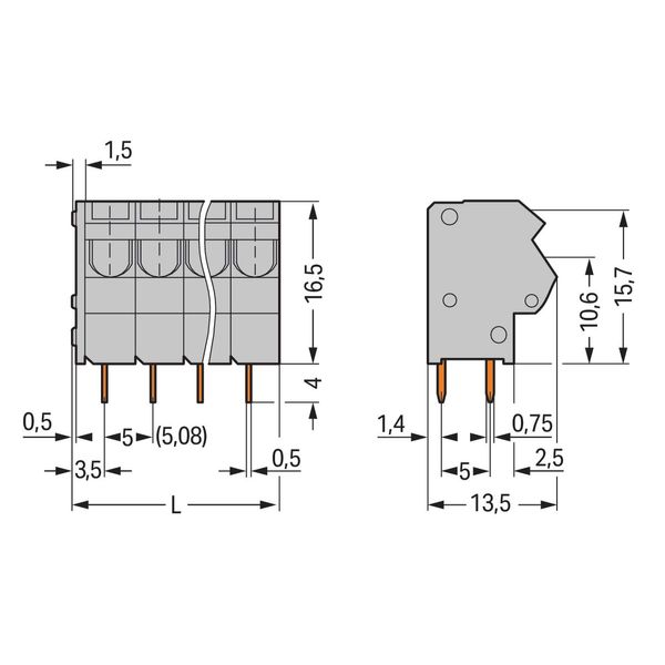 PCB terminal block 2.5 mm² Pin spacing 5/5.08 mm gray image 3