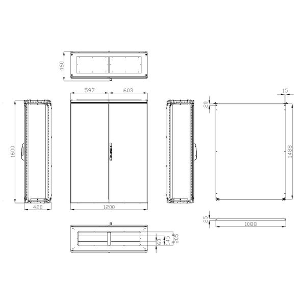 Compact enclosure 2 door IP54 H=1600 W=1200 D=400 mm image 3